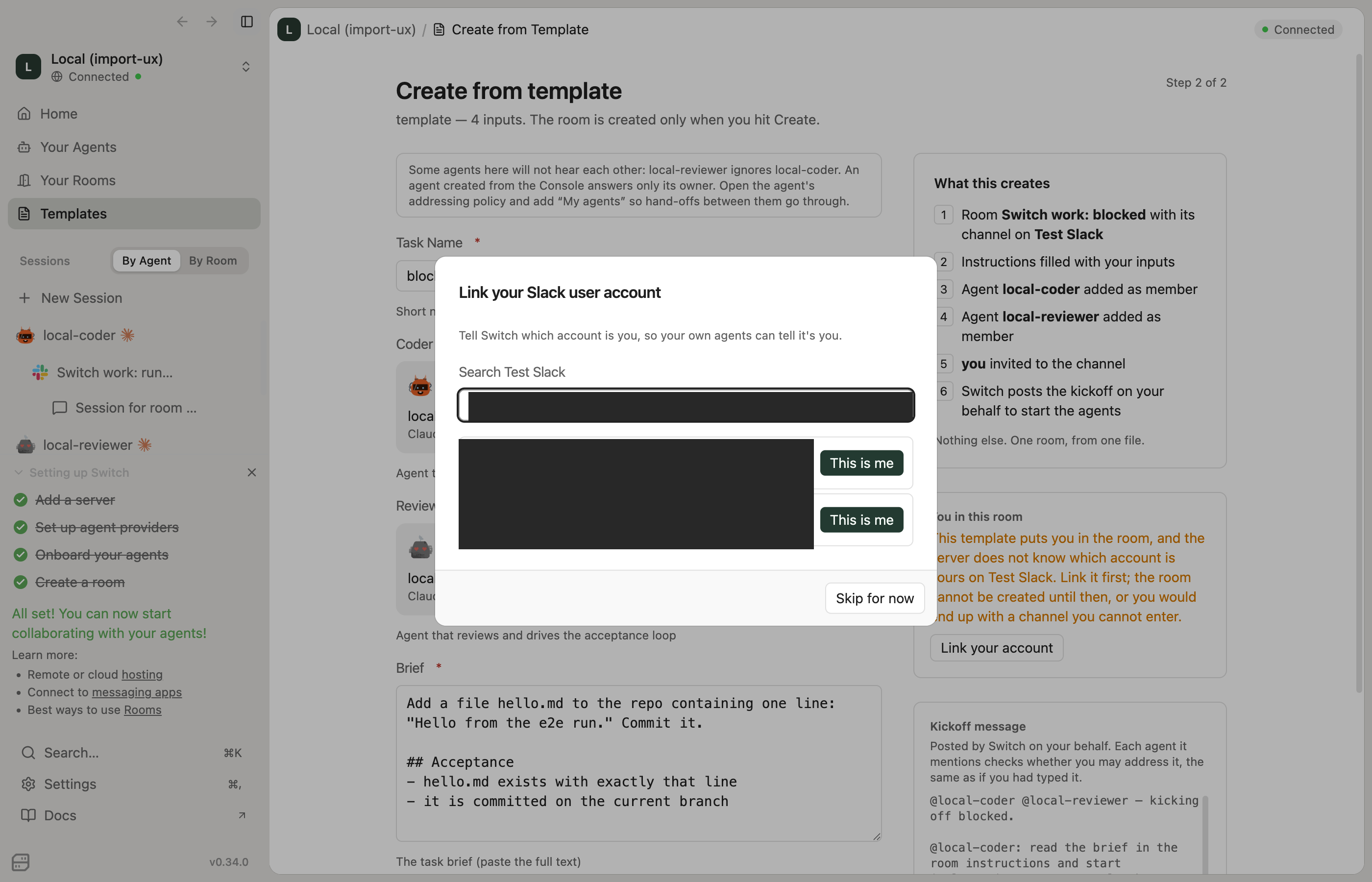 Link your account from the wizard